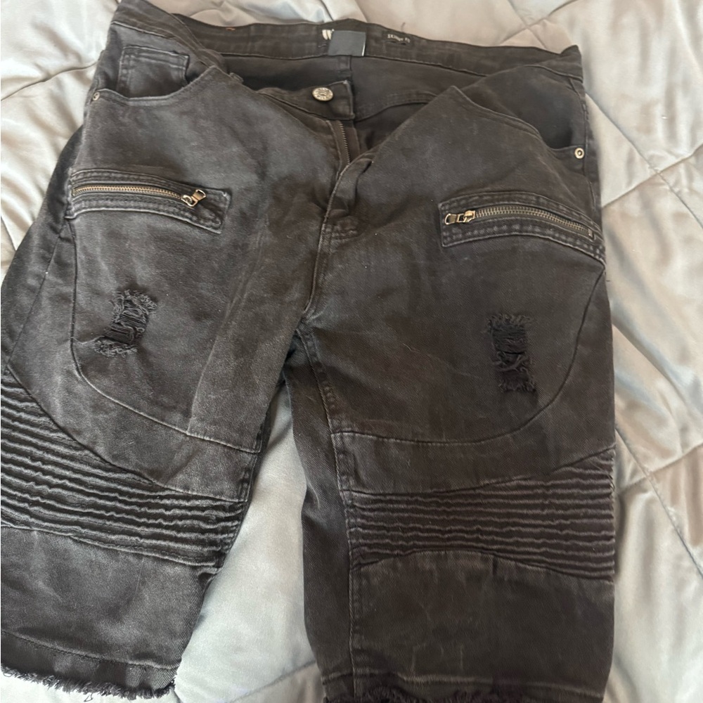Distressed Black Biker Jeans